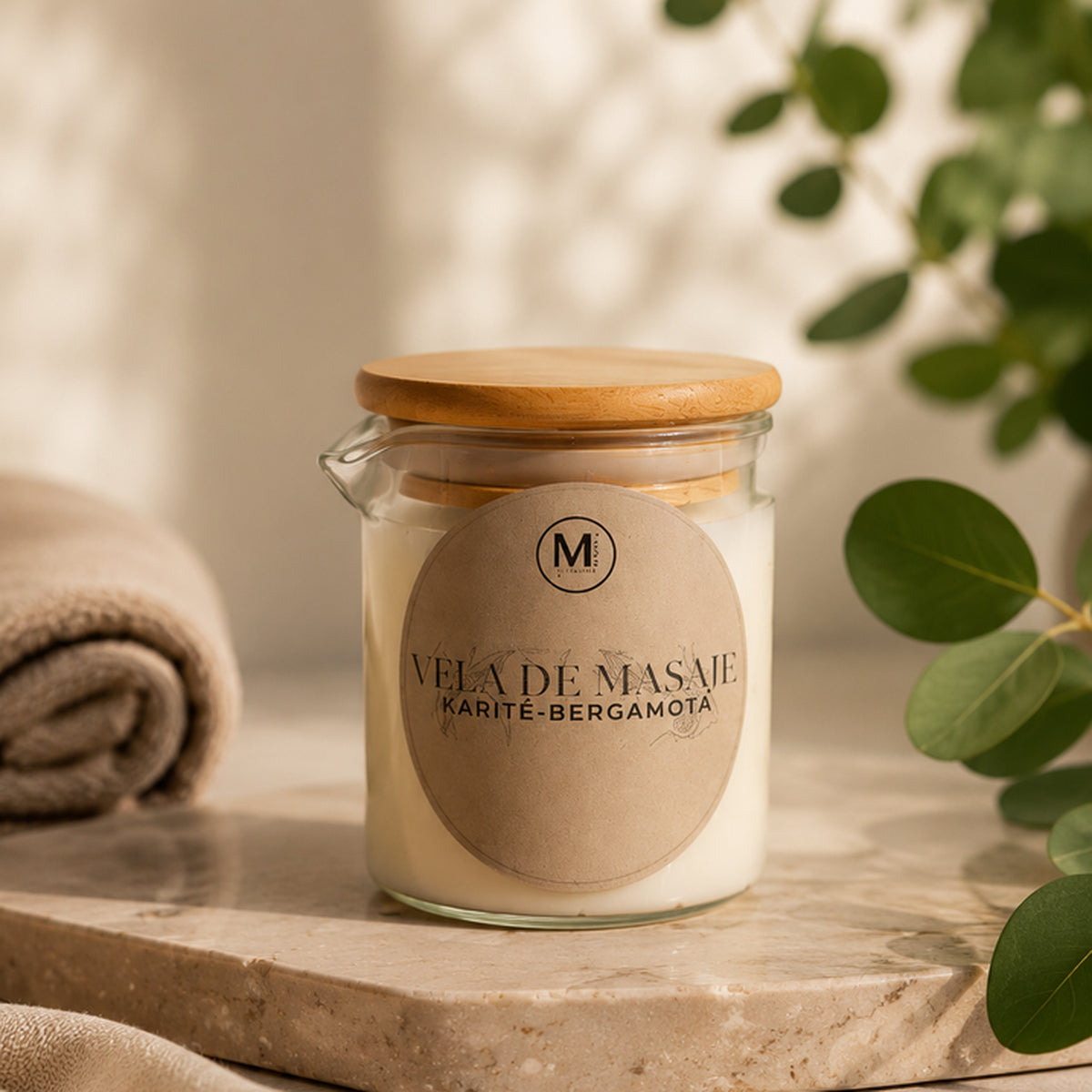 Vela de Masaje Karité · Vela aromática artesanal