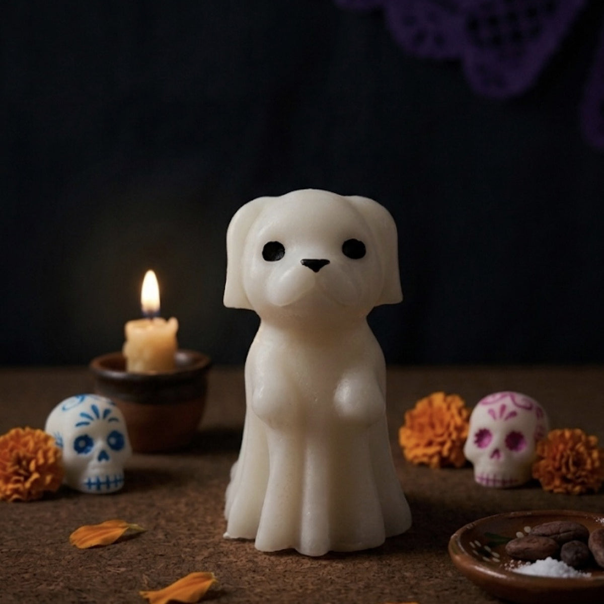 Perro Fantasma Manitas · Vela aromática artesanal