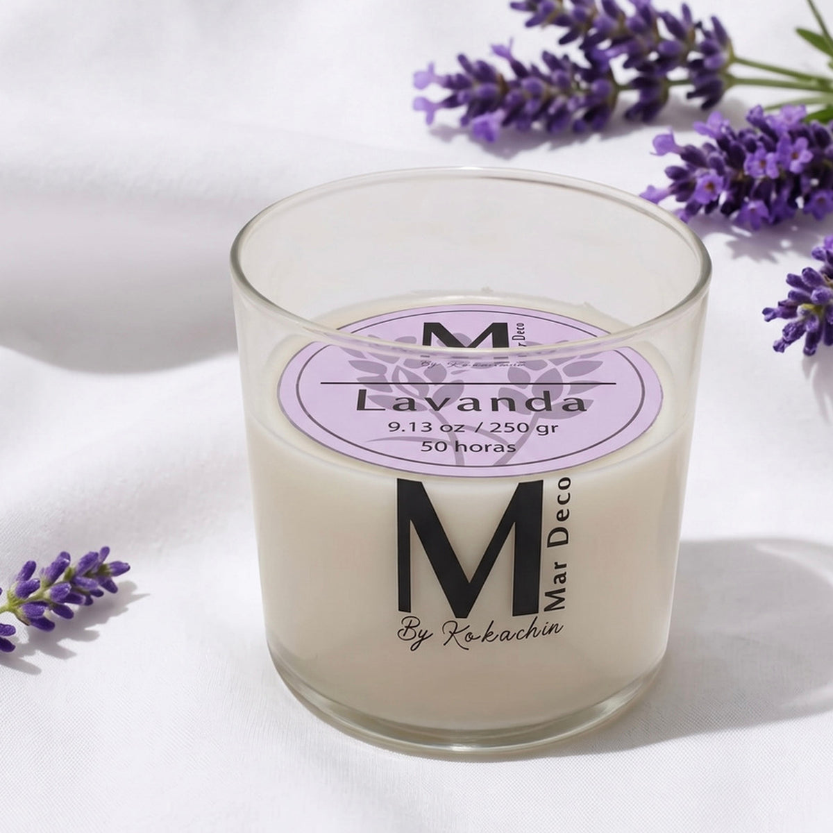 Vaso Maha Lavanda · Vela aromática artesanal