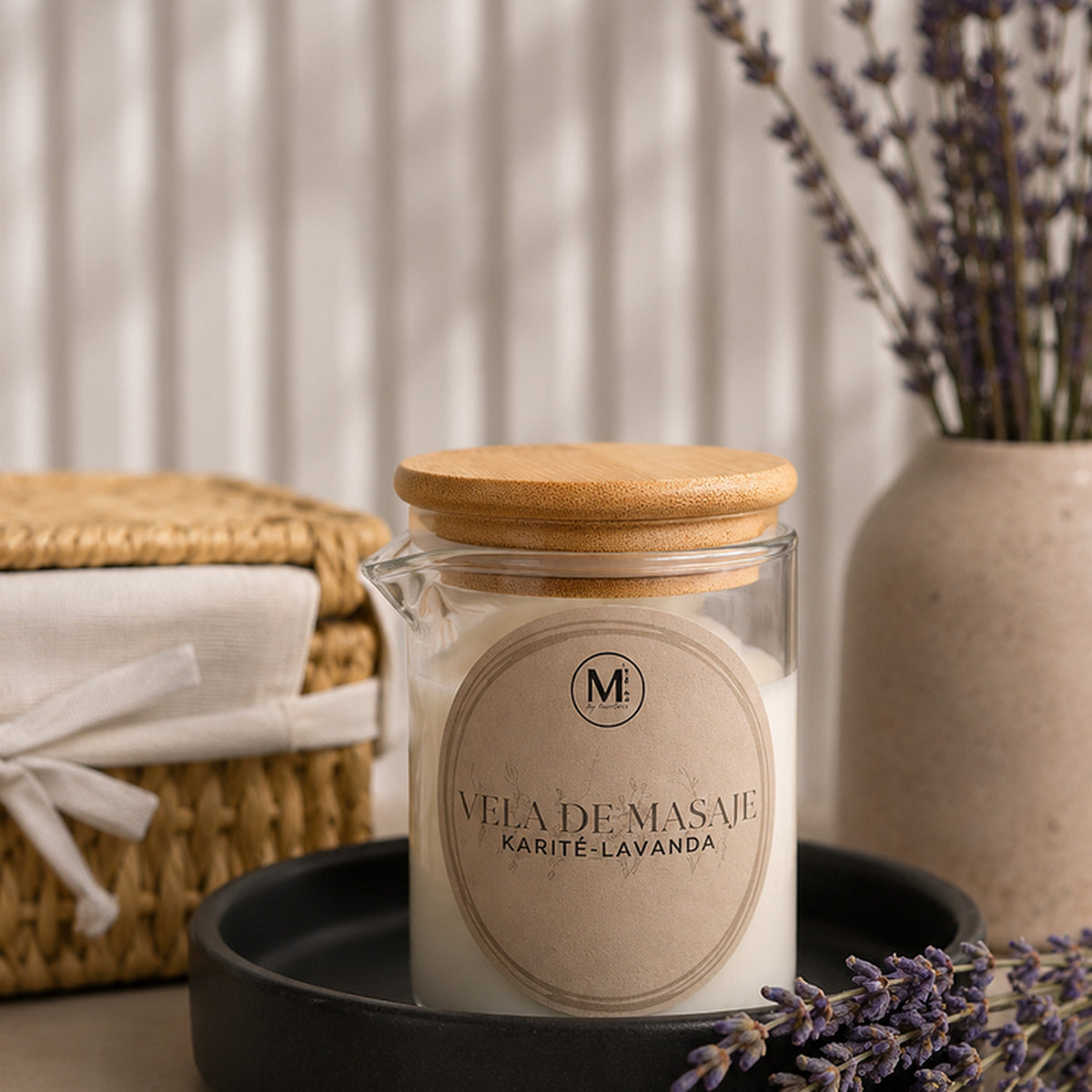 Vela de Masaje Karité · Vela aromática artesanal
